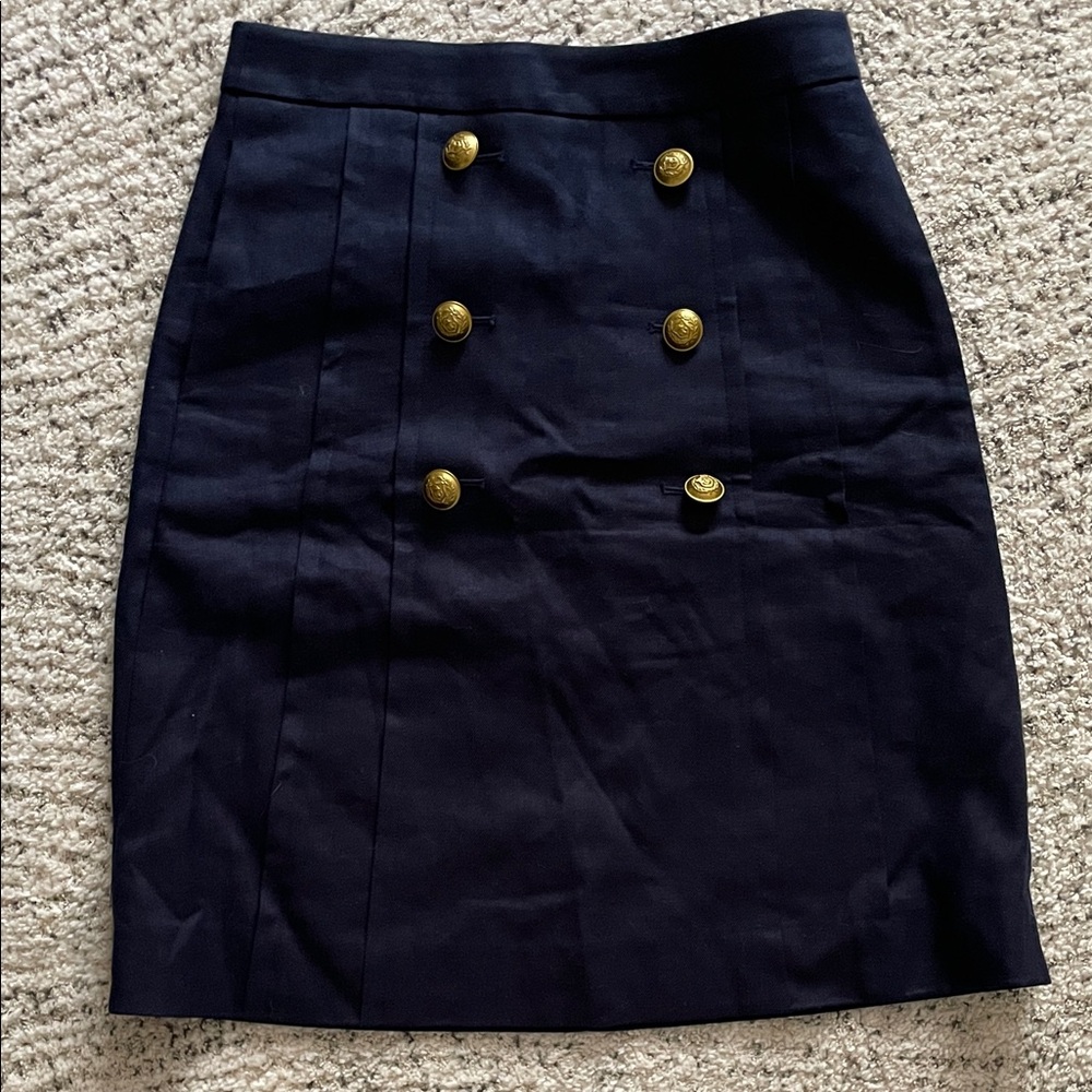 J. Crew Dark Blue Double-Breasted Pencil Skirt 4